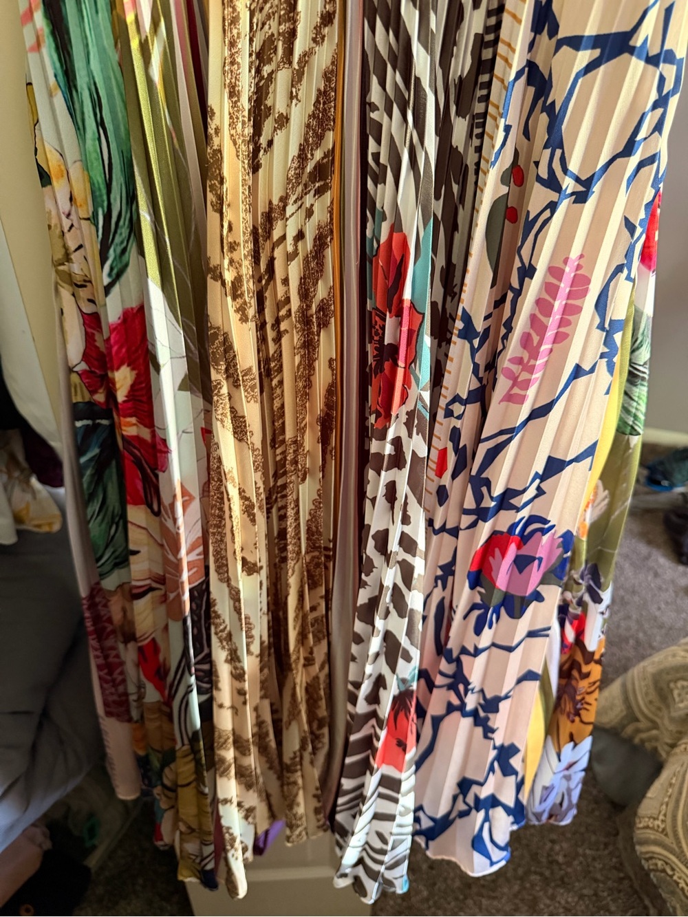 Anthropologie Geisha Designs Jacinta boho colorful pleated midi dress Small - Picture 8 of 14